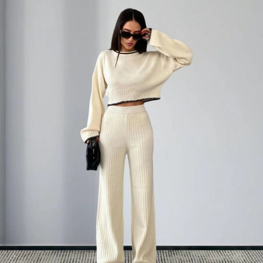 Knitted Two-Piece Set - Jacket & Trousers