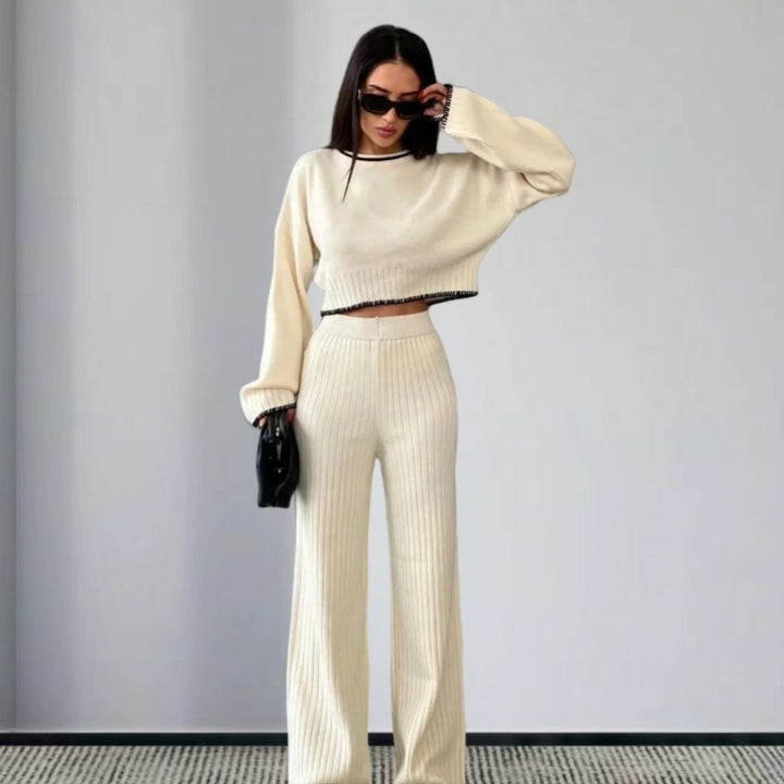 Knitted Two-Piece Set - Jacket & Trousers