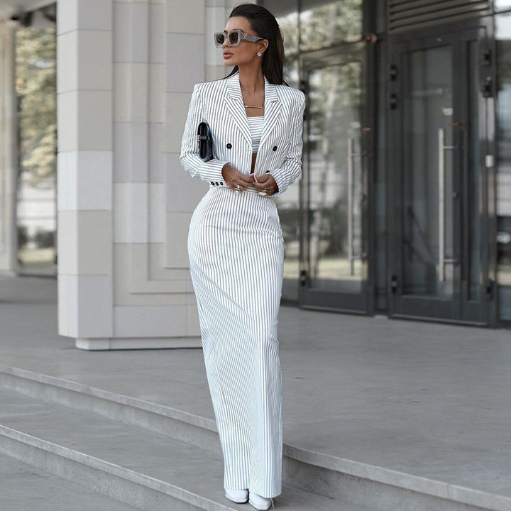 Plaid Two-Piece Suit Set - Top & Skirt