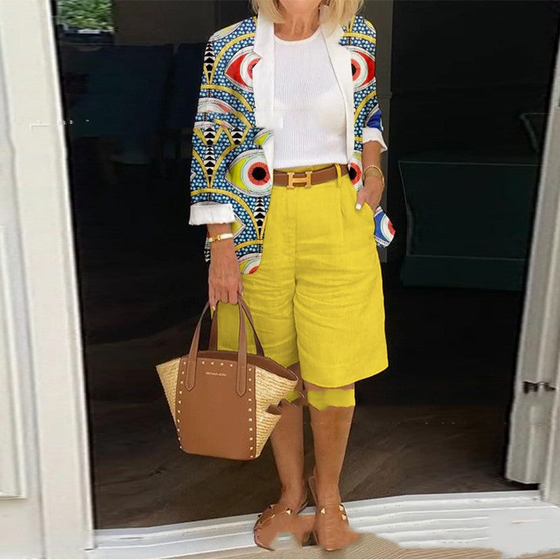 Casual Two-Piece Set - Jacket & Shorts