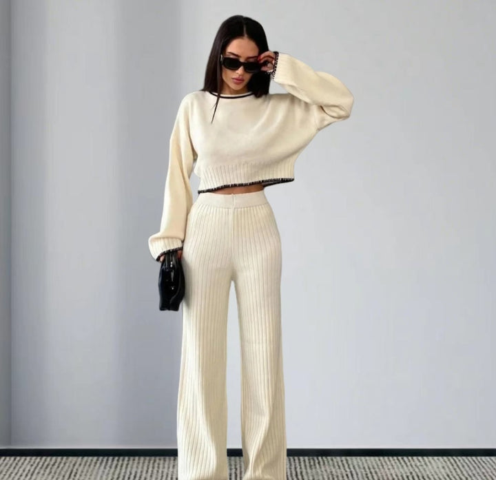 Knitted Two-Piece Set - Jacket & Trousers
