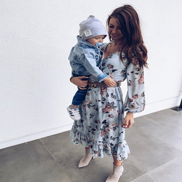 V-Neck Print Maxi Dress