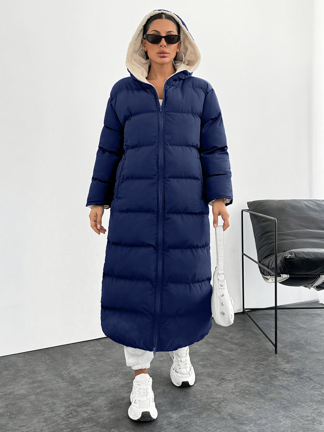 Long Below The Knee Hooded New Leisure Puffer Jacket Coat