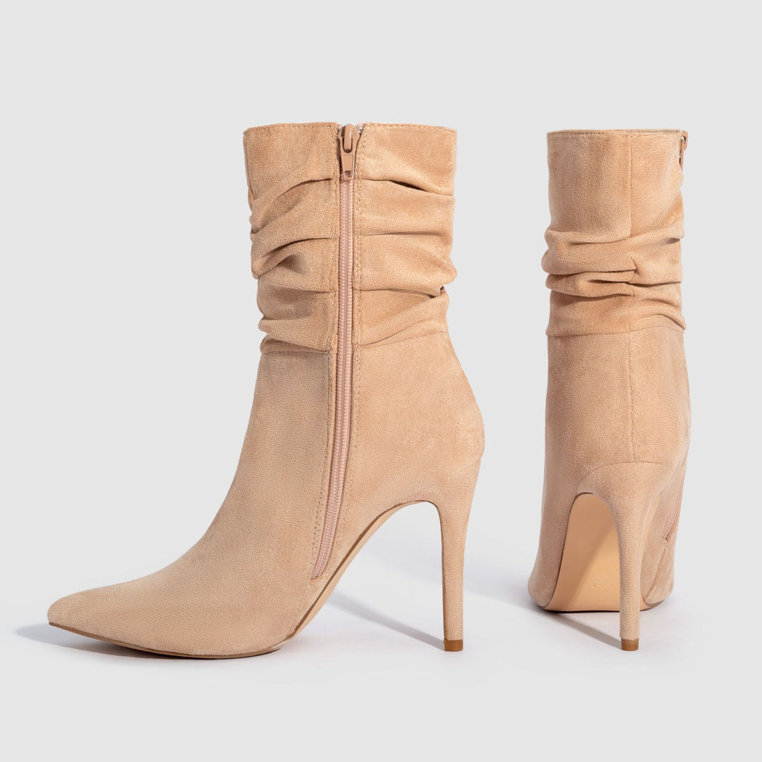 Suede Pointed High Heel Boots