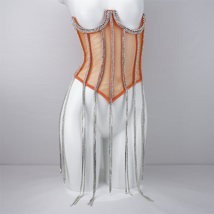 Chain Detail Polyester Shapewear - Edgy Style