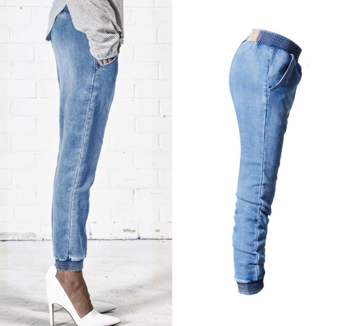 Elastic Waist Cropped Jeans - Plus Size