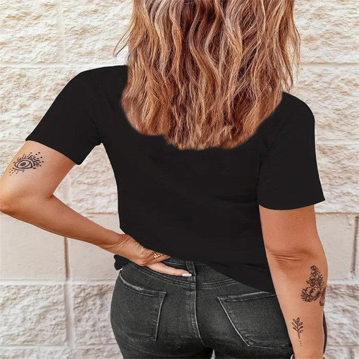 3D Embossed Print Top - Plus Size Short Sleeve