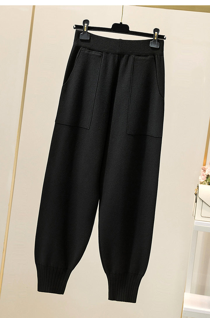 Wool Blend Wide Leg Trousers - Plus Size