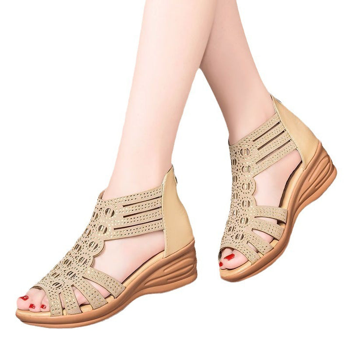 Peep Toe Platform Mid-Heel Sandal Boots