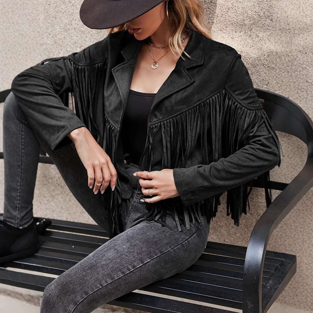 Casual Fringe Lapel Jacket