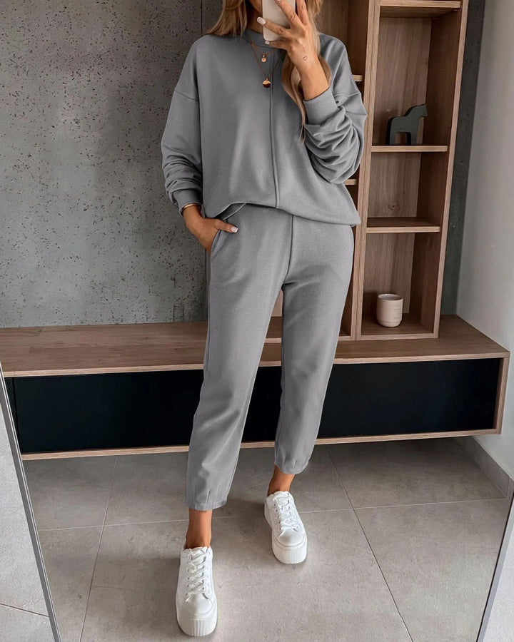 High Waist Track Loungewear Set - Hoodie & Sweatpants