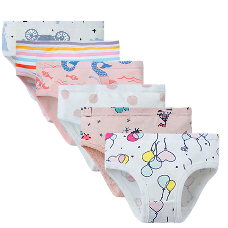 Girls' Cotton Breathable Shorts Briefs - Fun Designs