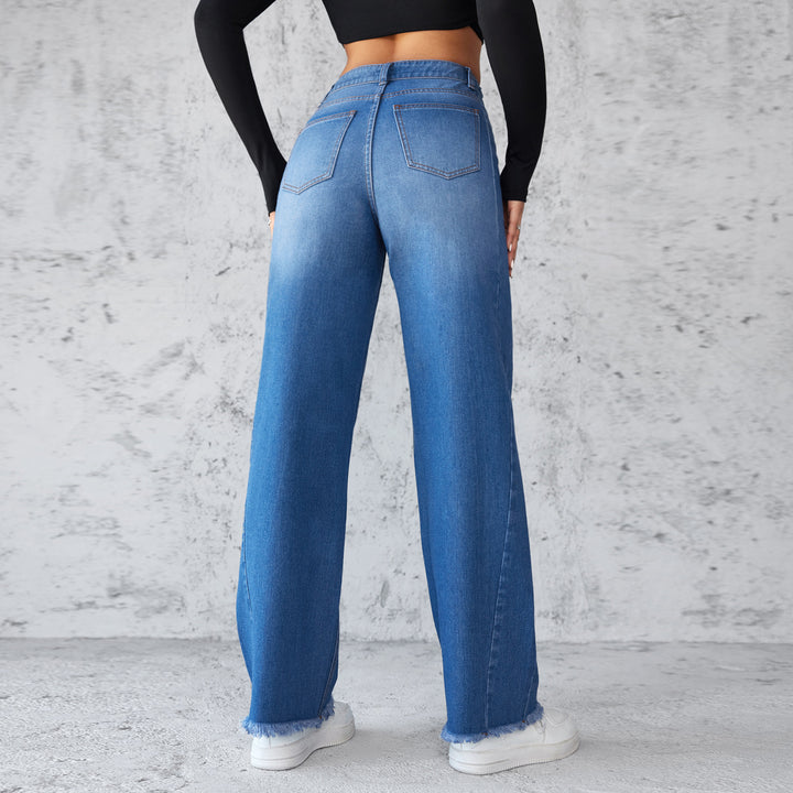 High-Waist Wide-Leg Jeans - Casual Straight Fit