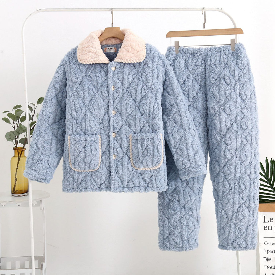 Three-Layer Coral Fleece Loungewear Set - Premium Warmth