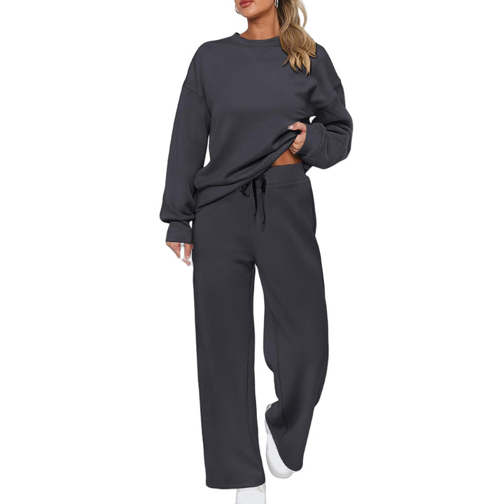 Patchwork Sweatshirt And Wide-Leg Pants Set