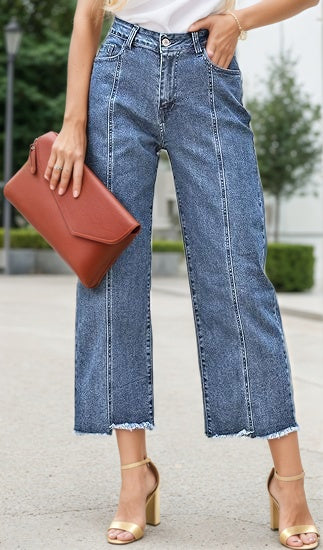 High Waist Wide Leg Jeans - Plus Size