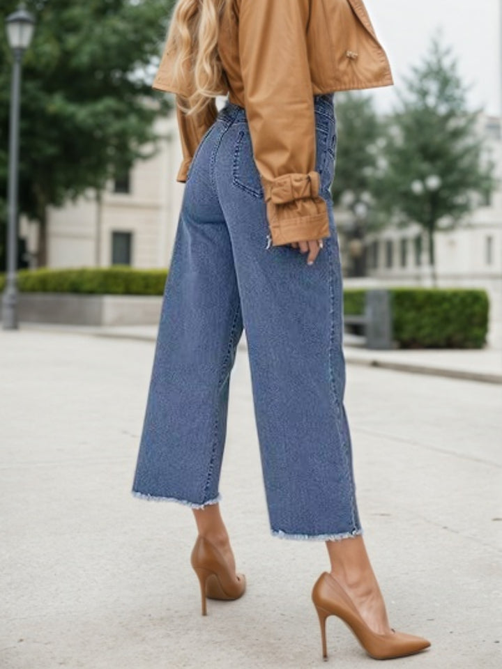 High Waist Wide Leg Jeans - Plus Size