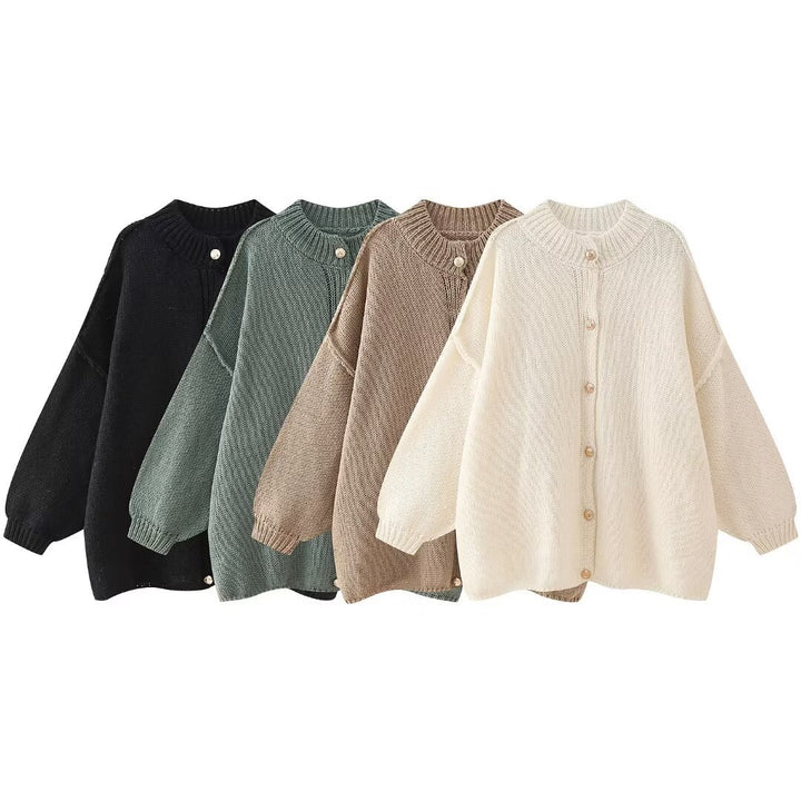 Button Front Cardigan Sweater - Elegant Commuter Style