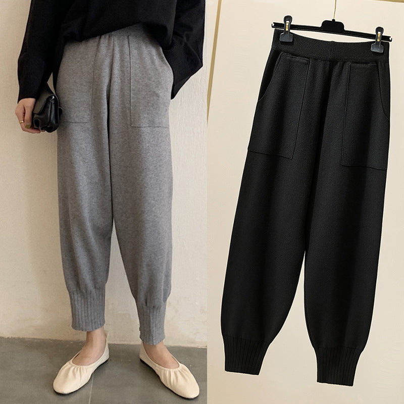 Wool Blend Wide Leg Trousers - Plus Size