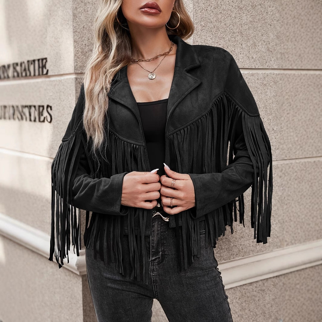 Casual Fringe Lapel Jacket
