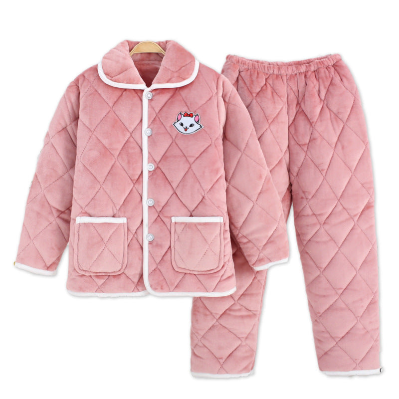 Three-Layer Coral Fleece Loungewear Set - Premium Warmth