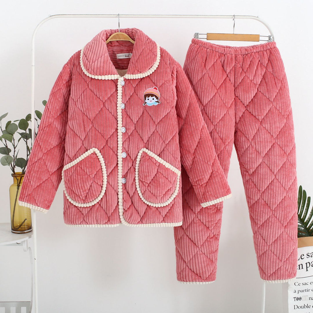 Three-Layer Coral Fleece Loungewear Set - Premium Warmth