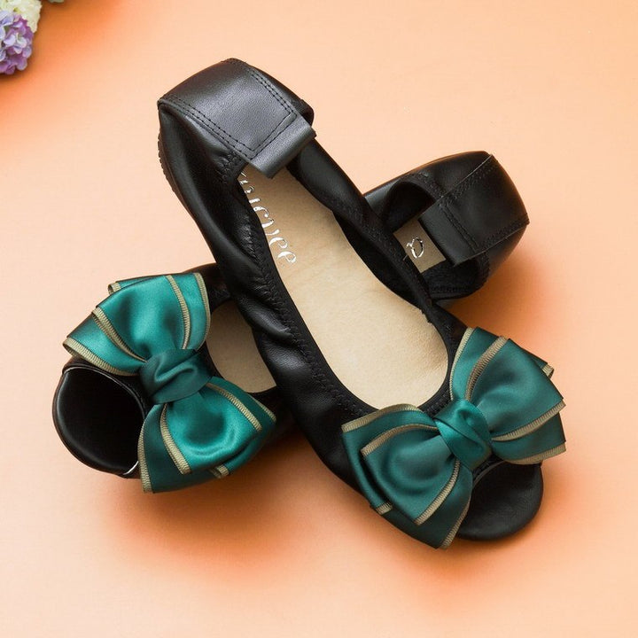 Fish Mouth Flat Sandals - Soft Leather Extended Sizes