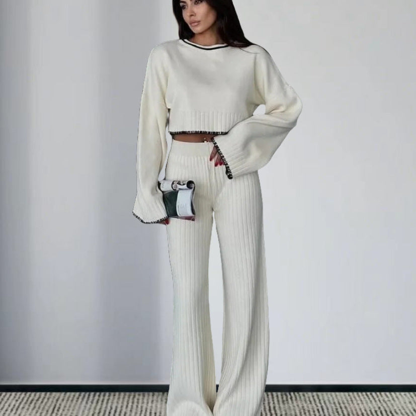 Knitted Two-Piece Set - Jacket & Trousers