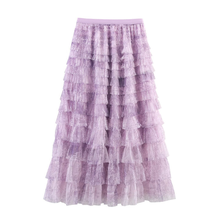 Gradient Mesh Tiered Skirt