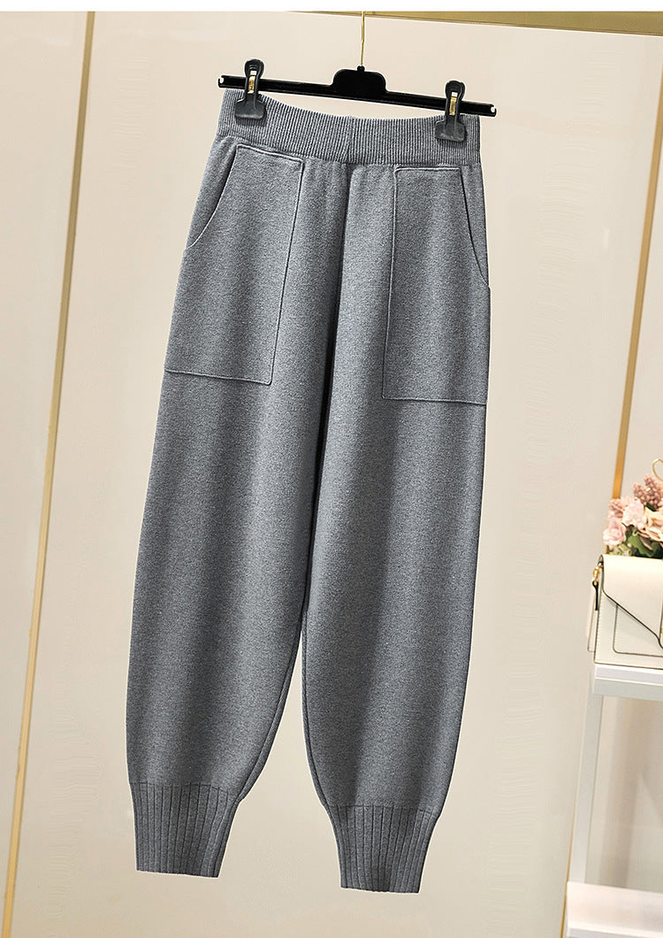 Wool Blend Wide Leg Trousers - Plus Size