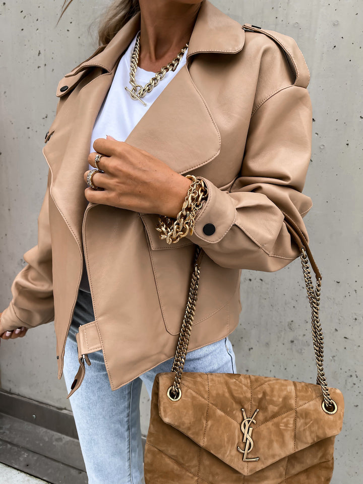 PU Leather Loose Fit Jacket