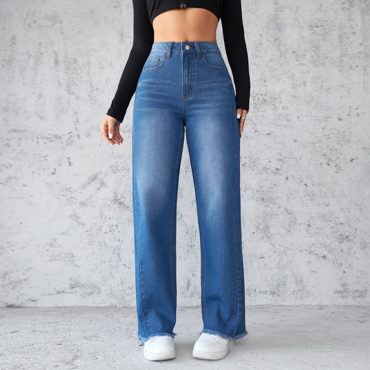 High-Waist Wide-Leg Jeans - Casual Straight Fit