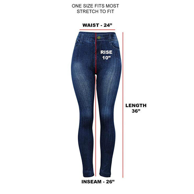 Faux Denim Leggings - Plus Size