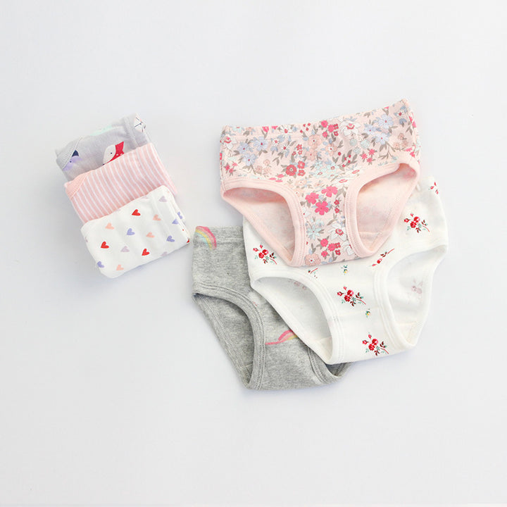 Girls' Cotton Breathable Shorts Briefs - Fun Designs