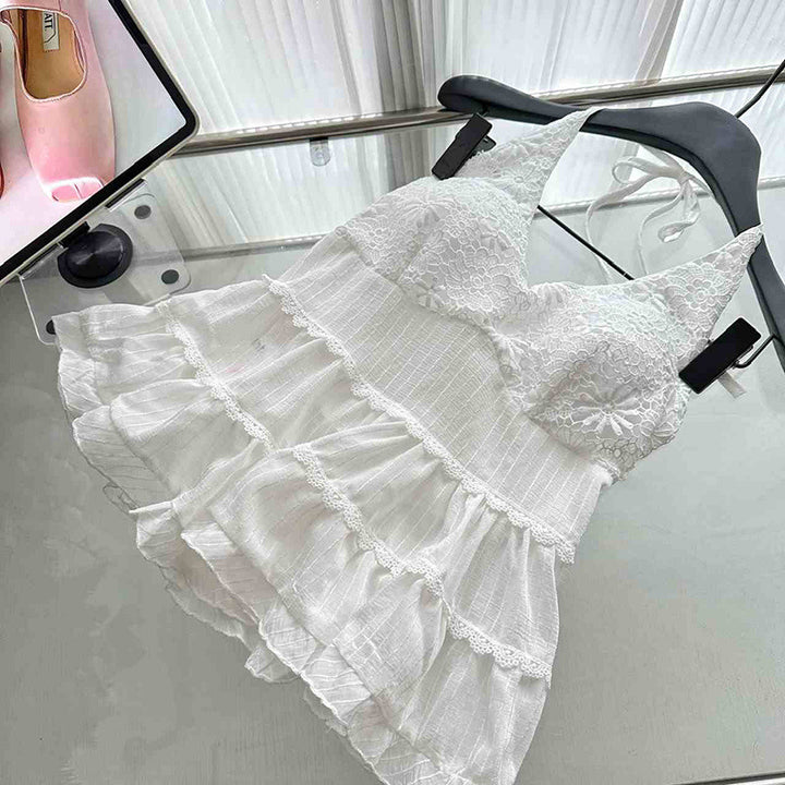 Design Lace Crochet Halter Spaghetti Straps Vest For Women