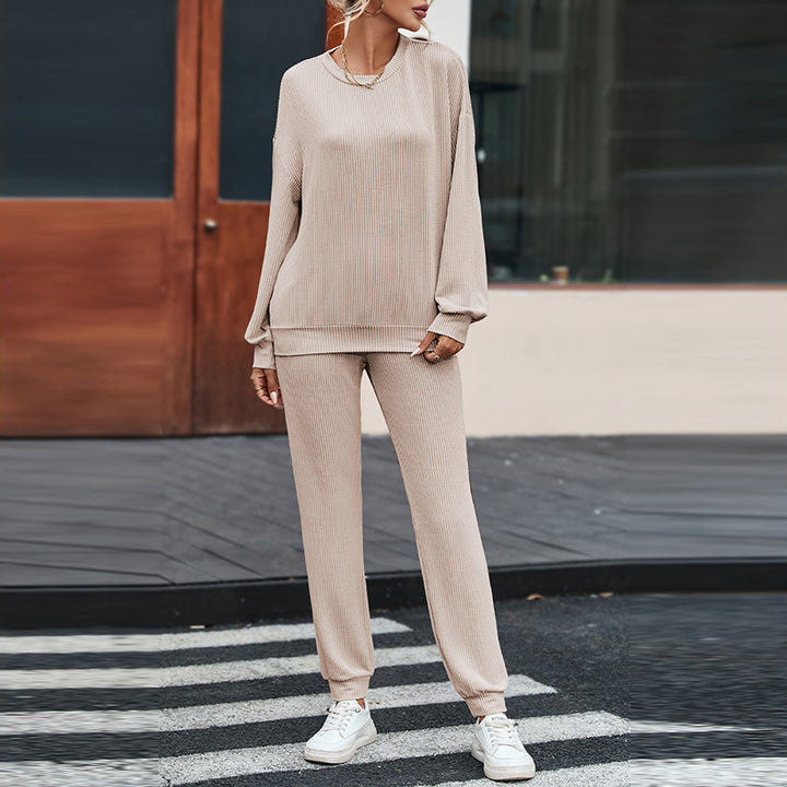 Solid Colour Casual Loungewear Set - Japanese Korean Style