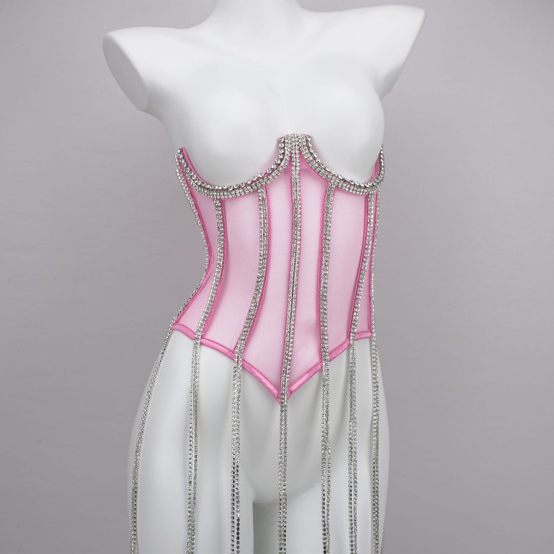Chain Detail Polyester Shapewear - Edgy Style