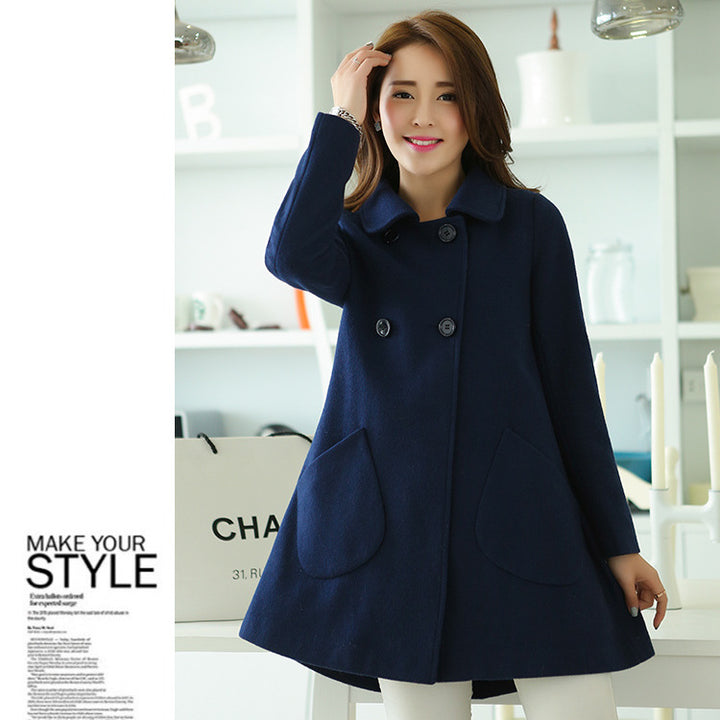 Lapel woolen coat and cloak woolen coat