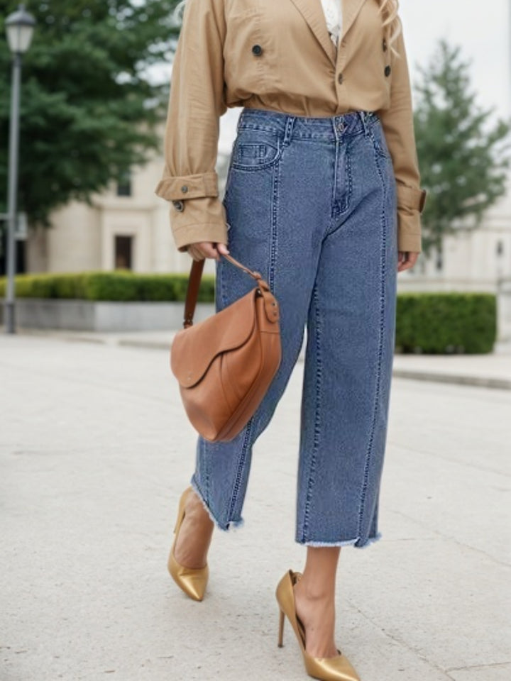 High Waist Wide Leg Jeans - Plus Size