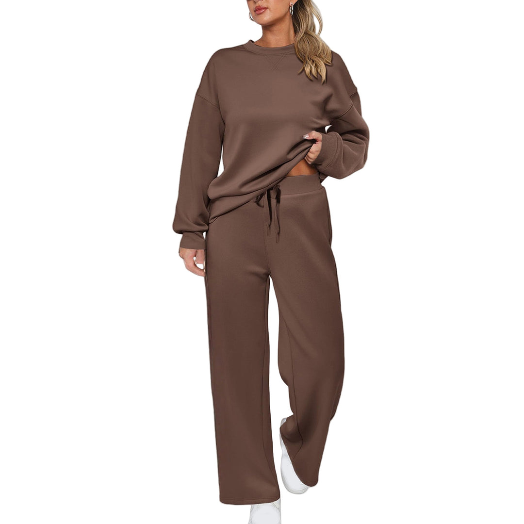 Patchwork Sweatshirt And Wide-Leg Pants Set