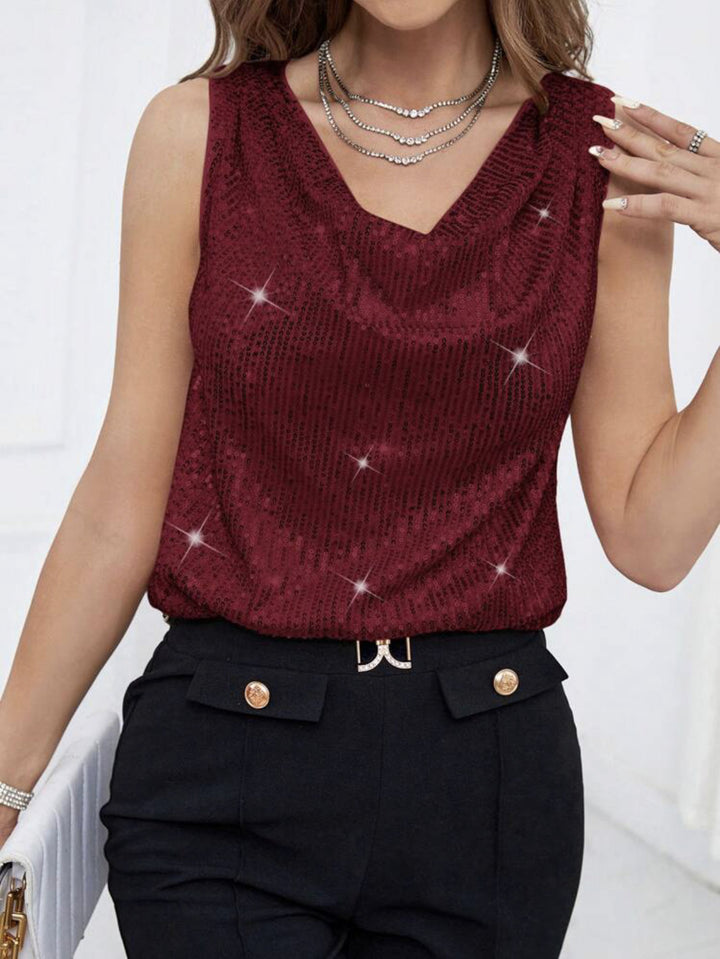 Sexy V-neck Strapless Loose-fit Sequin Tank Top