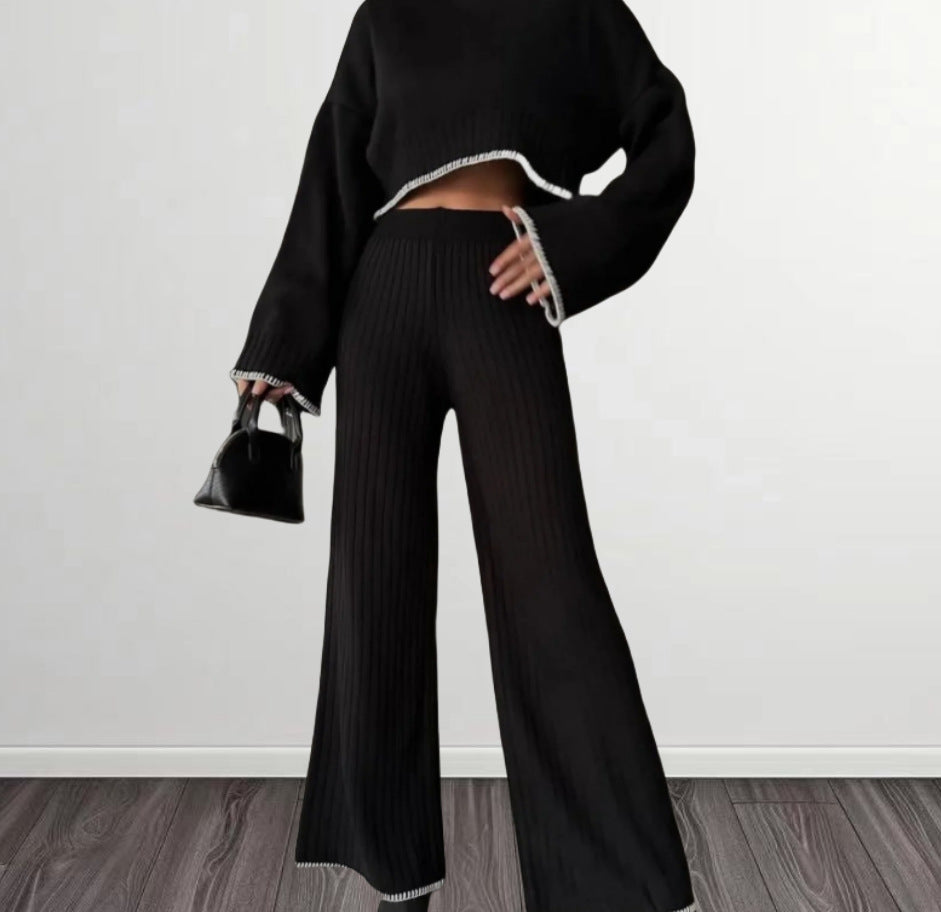 Knitted Two-Piece Set - Jacket & Trousers