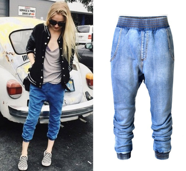 Elastic Waist Cropped Jeans - Plus Size