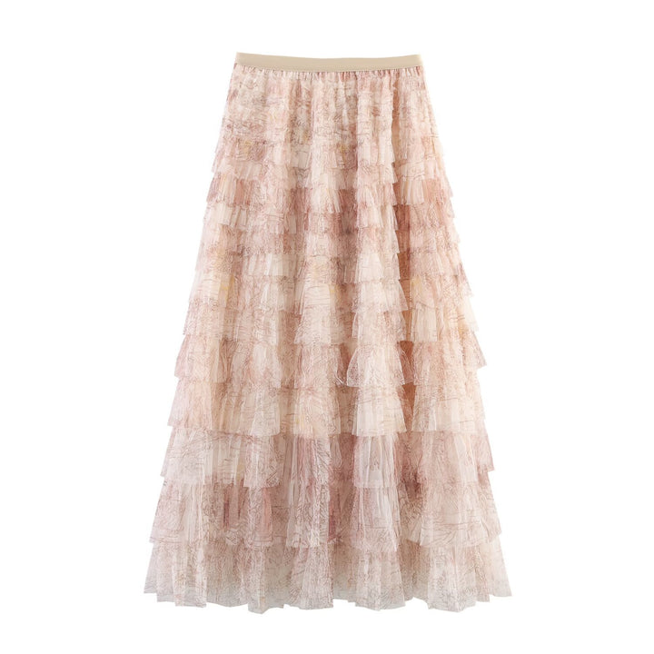Gradient Mesh Tiered Skirt
