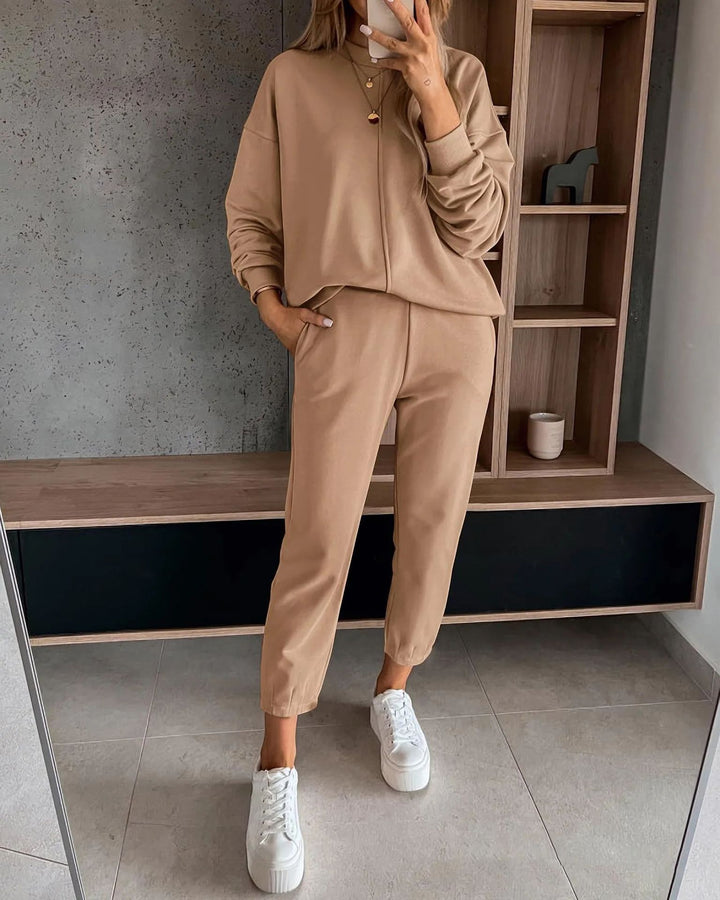 High Waist Track Loungewear Set - Hoodie & Sweatpants
