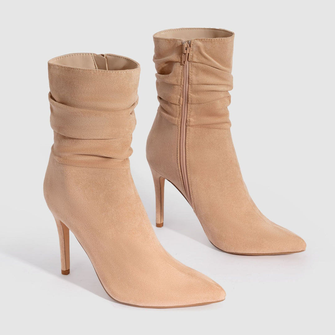 Suede Pointed High Heel Boots