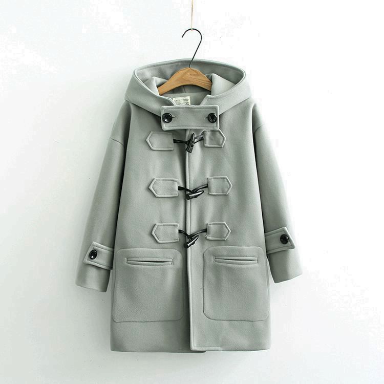 Coat Hooded Student Woolen Coat Female