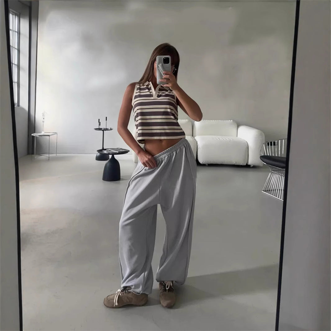 Street Style Loose Casual Fashion All-matching Elastic Waist Sweatpants