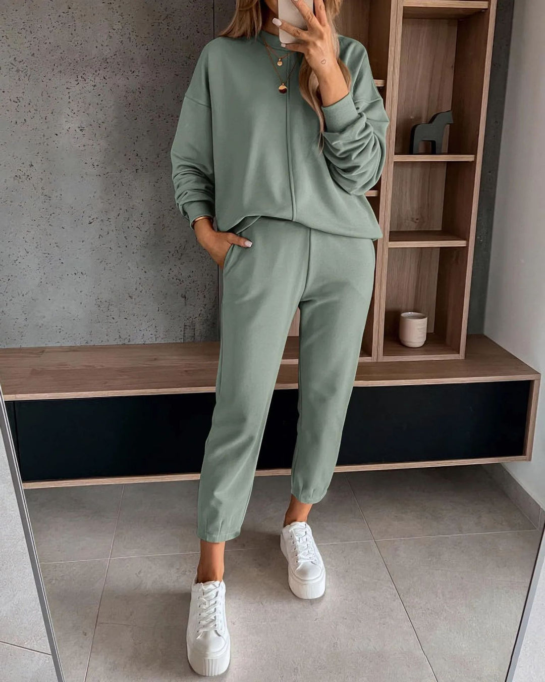 High Waist Track Loungewear Set - Hoodie & Sweatpants