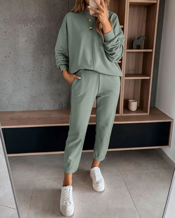 High Waist Track Loungewear Set - Hoodie & Sweatpants